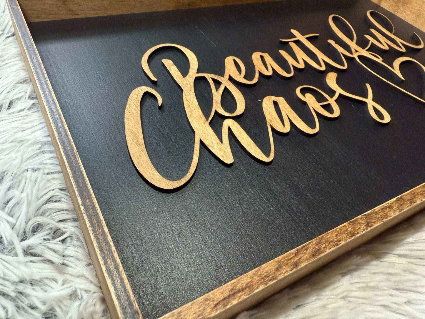 Beautiful Chaos Framed 3D Wood Sign | Rustic Modern Farmhouse Wall Art