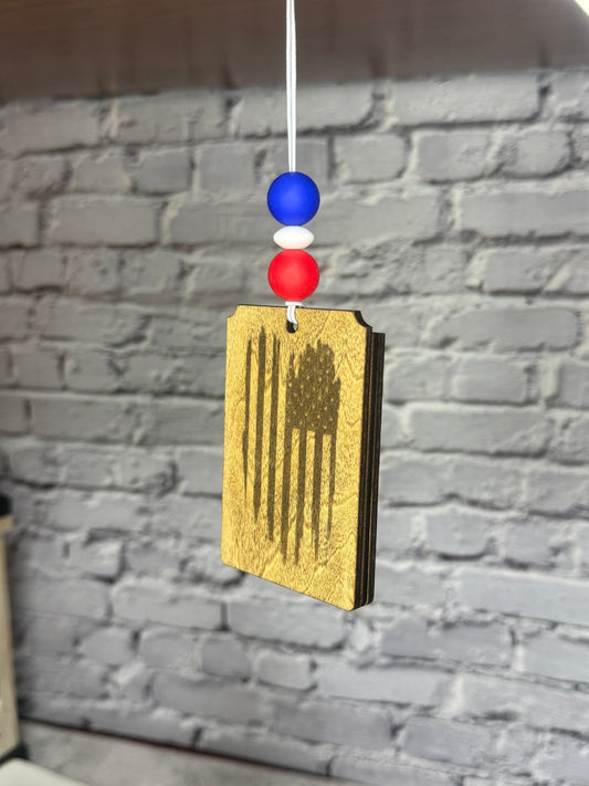 American Flag Car Freshener - Rustic Aura