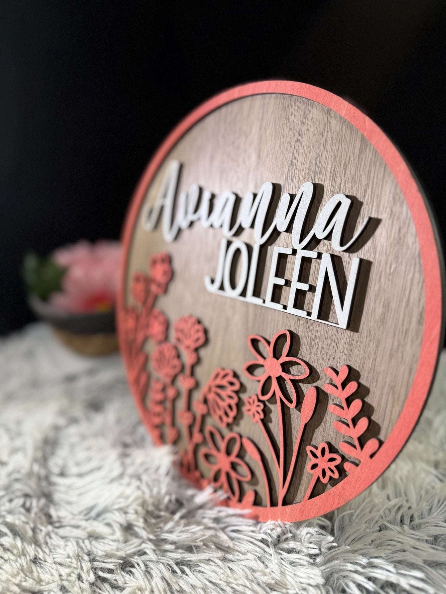 Name Round Hanger - Rustic Aura