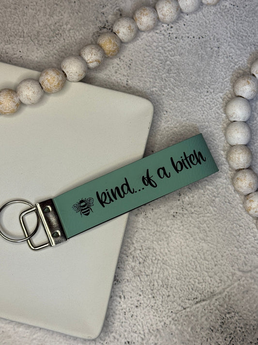 Custom Leatherette Wristlet Keychain - Rustic Aura