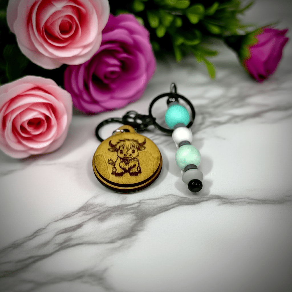 Baby Highland Cow Keychain - Rustic Aura