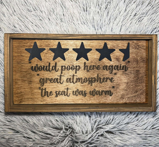 Would Poop Here Again Bathroom Sign - Rustic Aura
