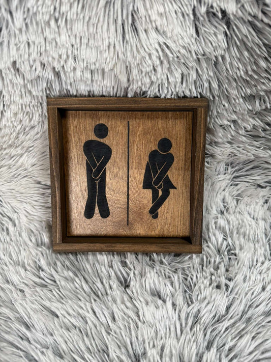 Boy/Girl Bathroom Sign - Rustic Aura