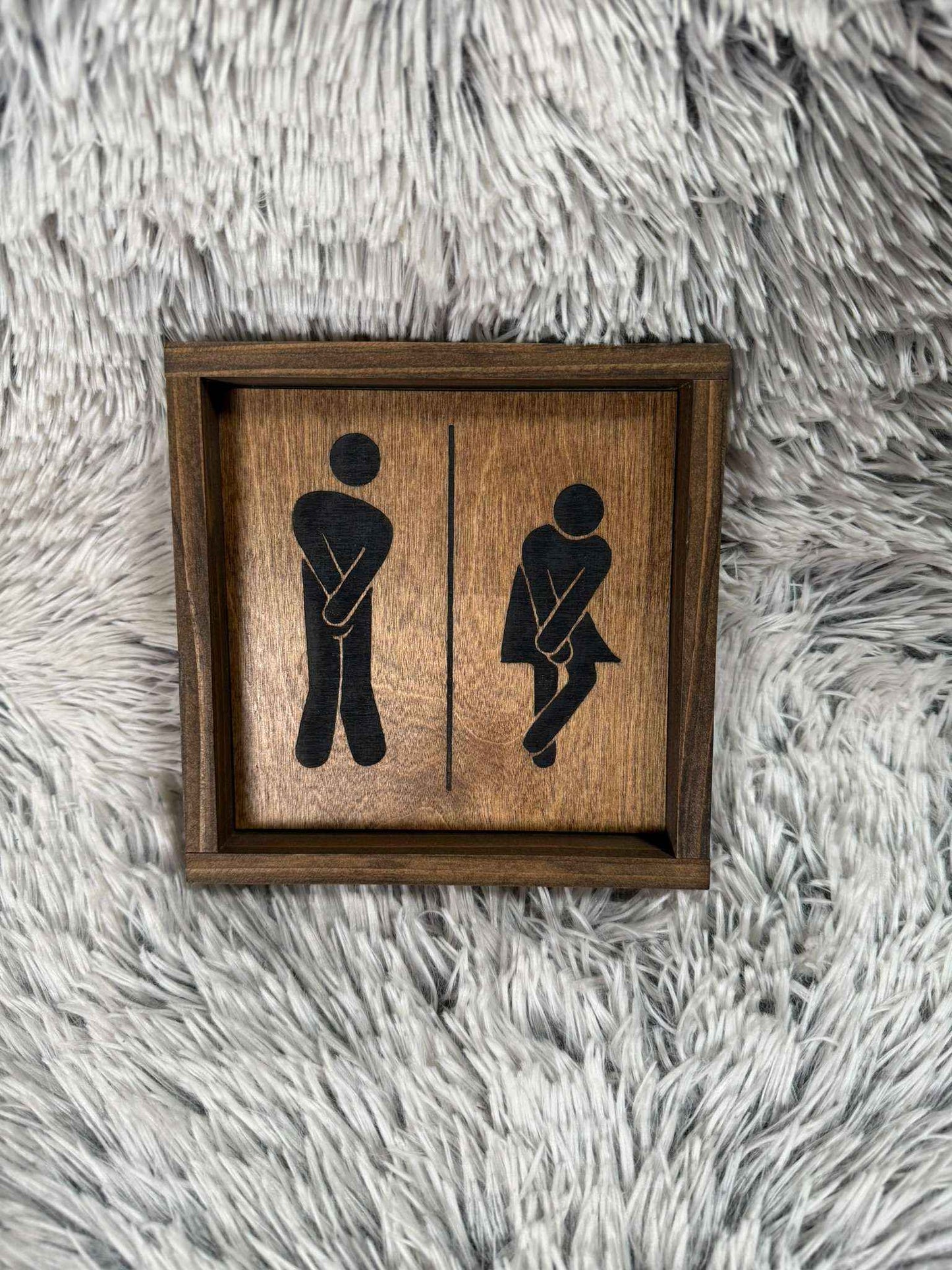 Funny "Gotta Go" Bathroom Sign | 7" x 7" Framed Wood Wall Art