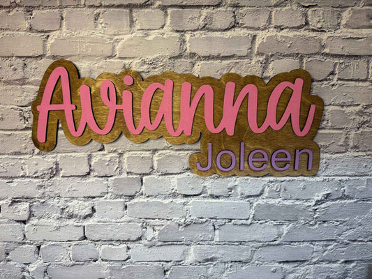 Personalized Layered Wood Name Sign | Custom 3D Wall Art for Nursery & Kids Rooms
