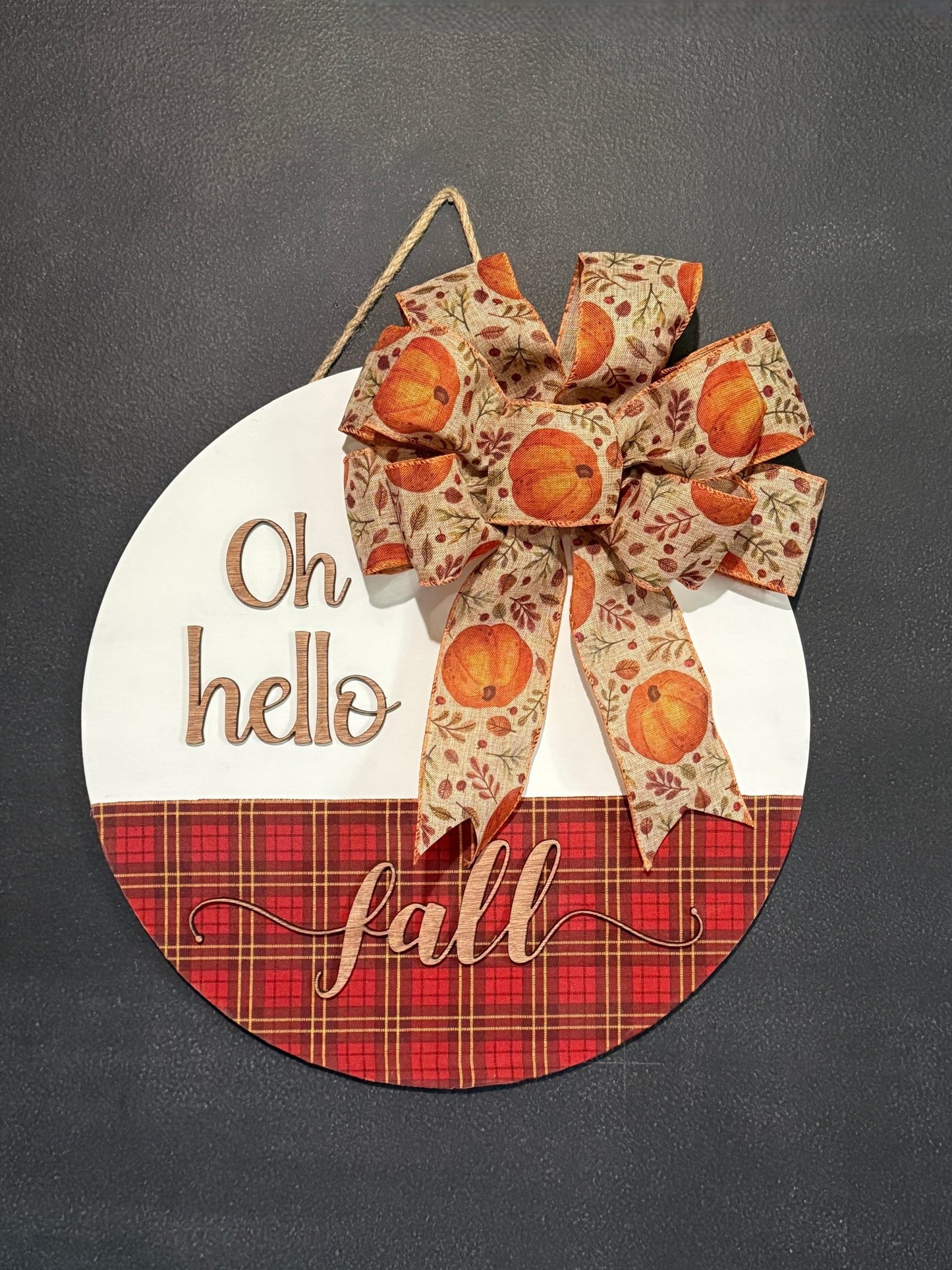 Hello Fall Round Door Hanger - Rustic Aura