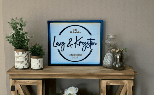 Personalized Name and Est. Date in a Circle Sign - Rustic Aura
