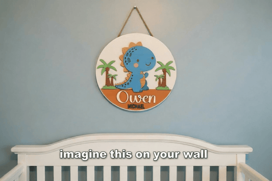 Baby Dinosaur Door Hanger - Rustic Aura