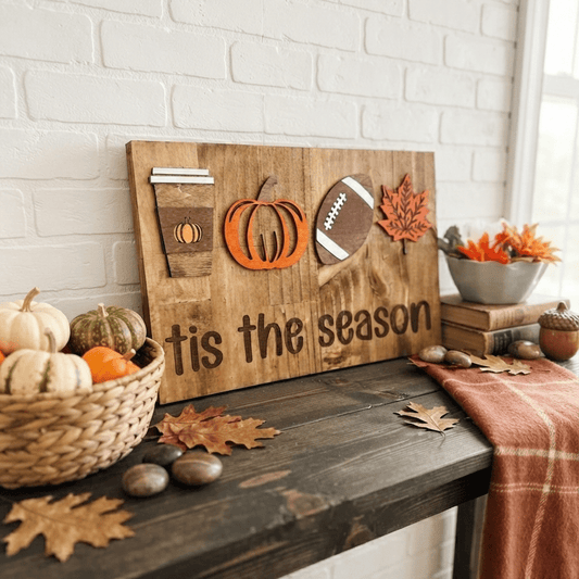 Tis the Season Fall Dimensional Wood Sign - Rustic Aura