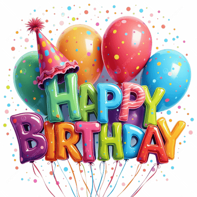 Colorful happy birthday with a white background to decorate the gift card that is purchased 