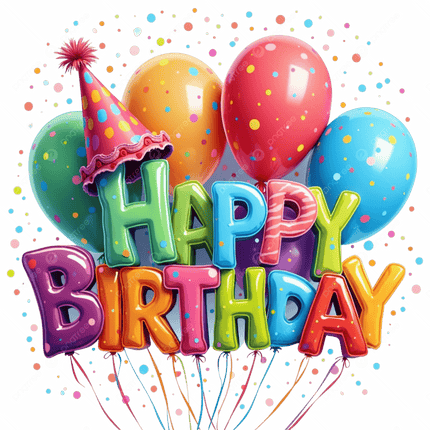 Colorful happy birthday with a white background to decorate the gift card that is purchased 