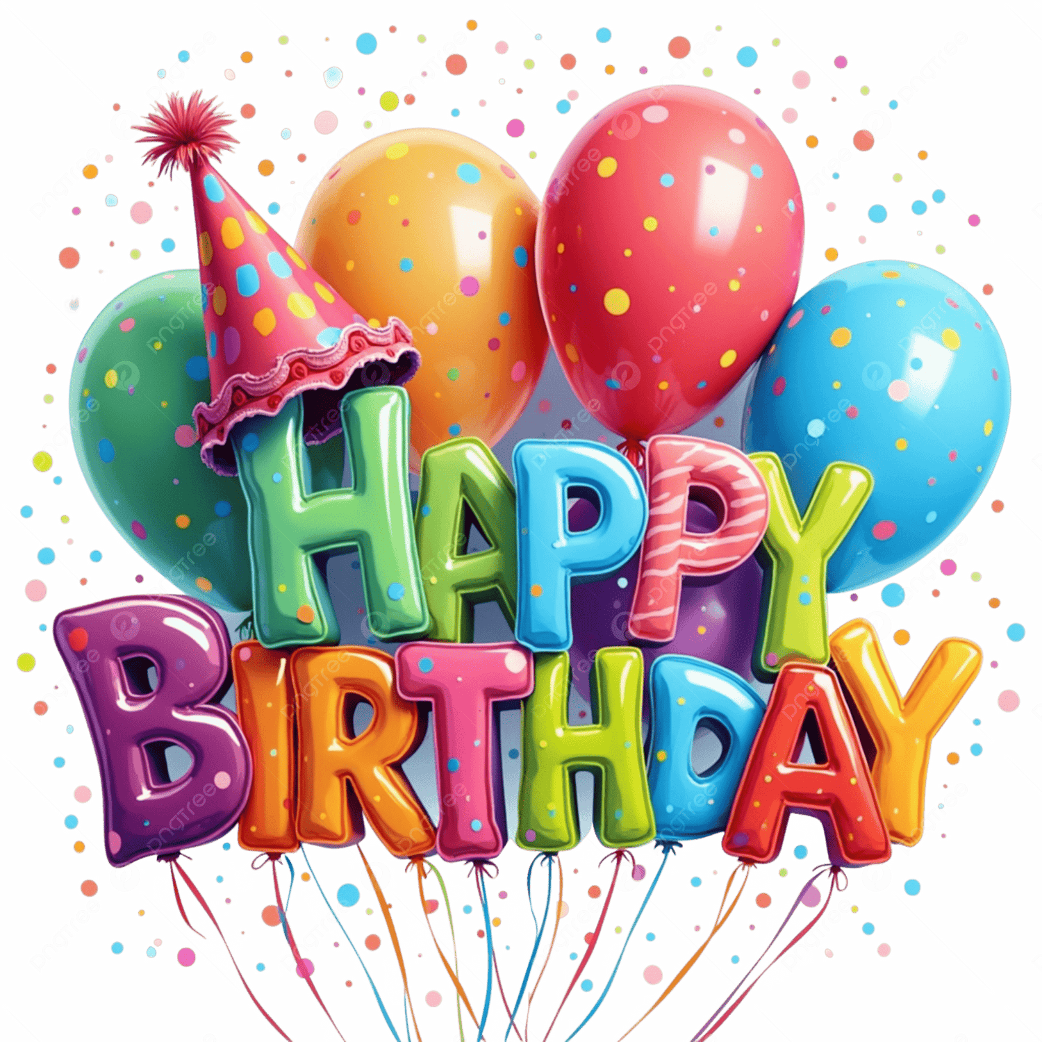 Colorful happy birthday with a white background to decorate the gift card that is purchased 