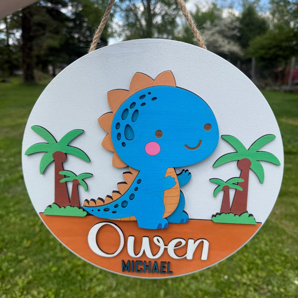 Baby Dinosaur Door Hanger - Rustic Aura