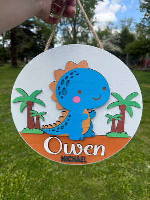 Baby Dinosaur Door Hanger - Rustic Aura