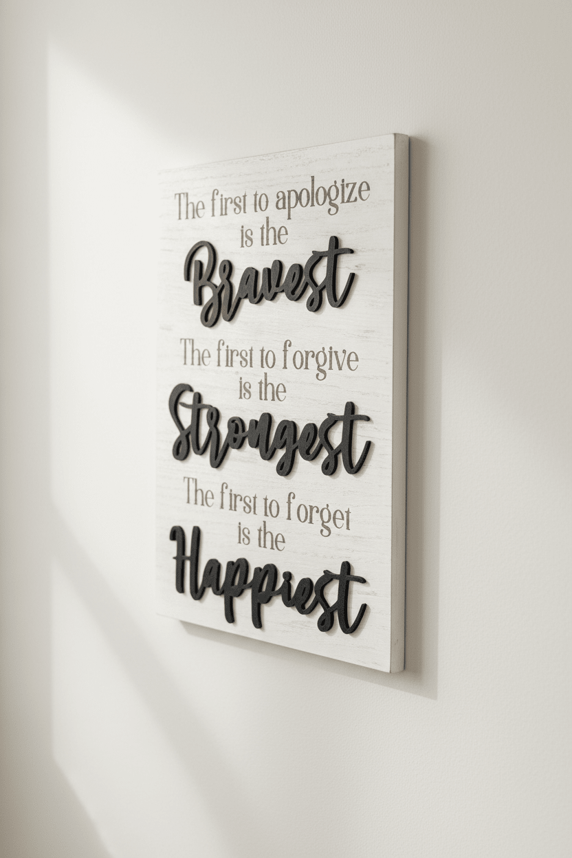 Bravest, Strongest, Happiest 3D Wood Sign | Inspirational Family Wall Decor - Rustic Aura