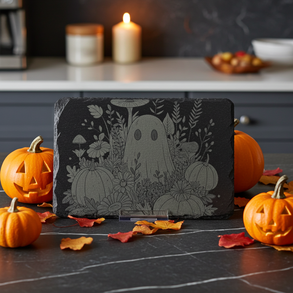 Ghost with Pumpkins Slate