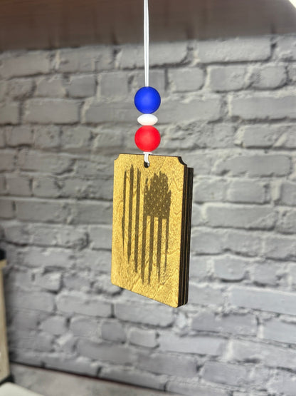 American Flag Car Freshener - Rustic Aura
