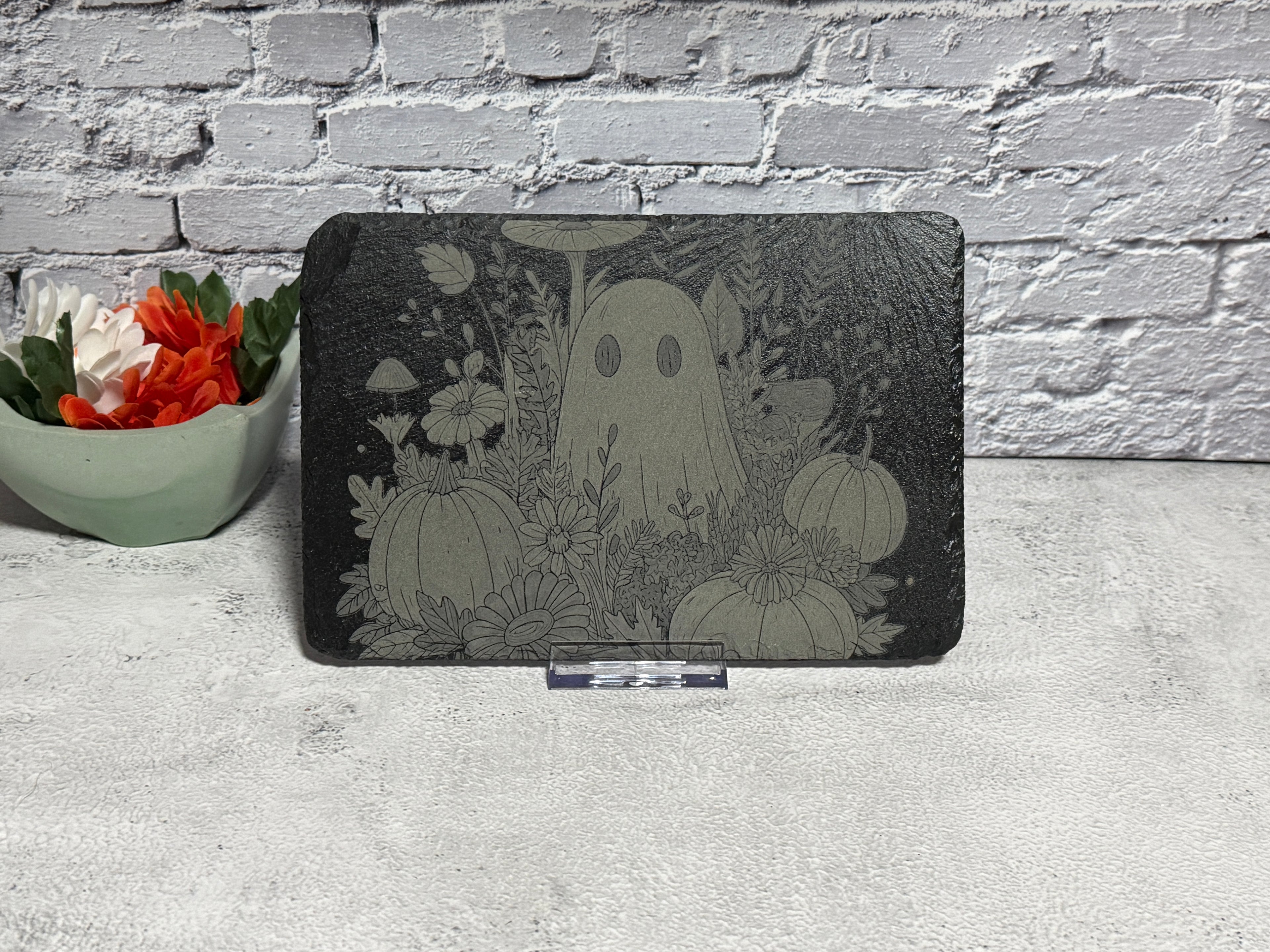 Ghost with Pumpkins Slate