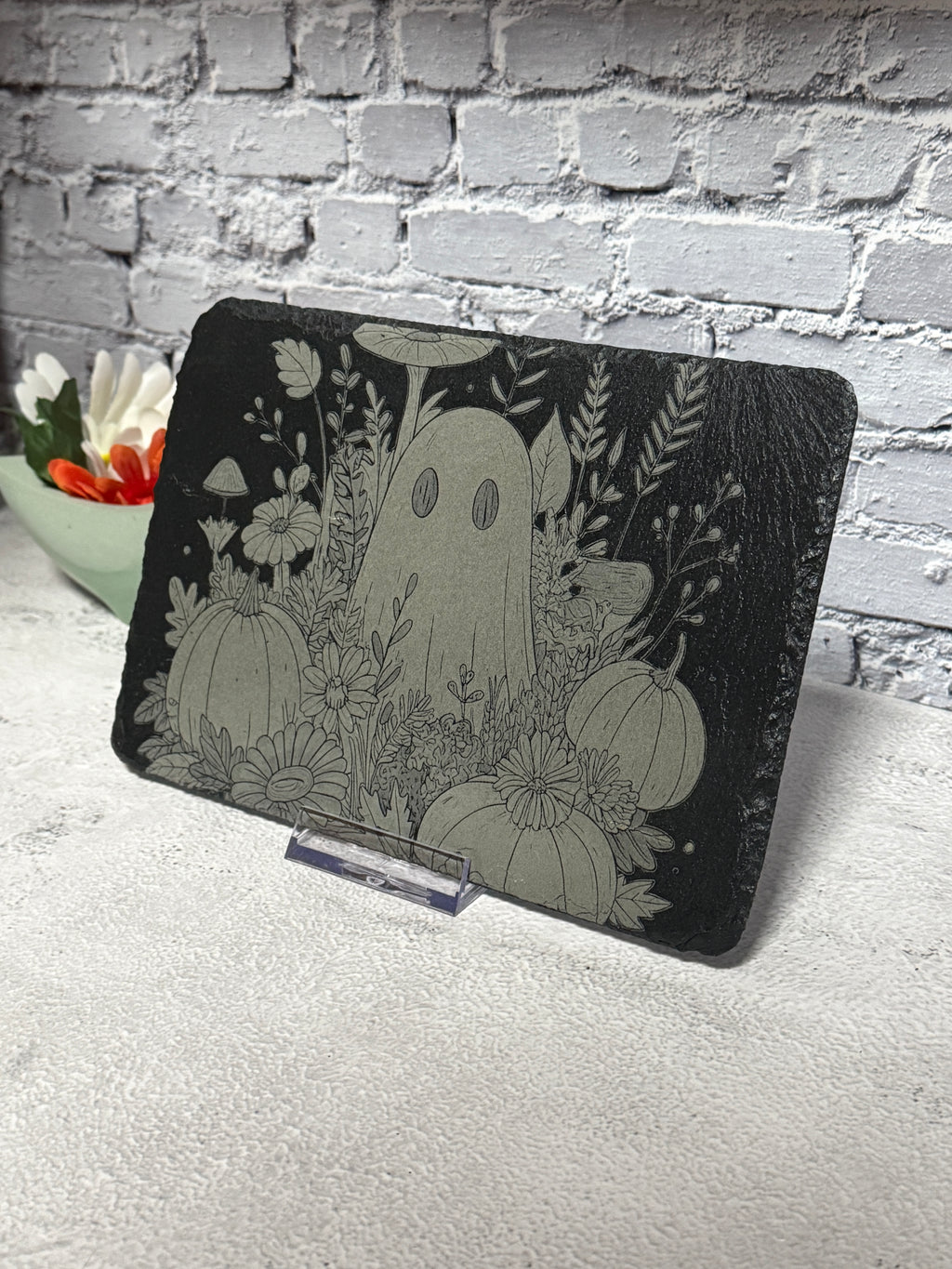 Ghost with Pumpkins Slate
