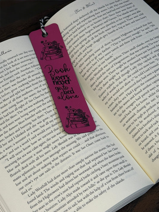 Leatherette Bookmark - Book lovers never go to bed alone - Rustic Aura
