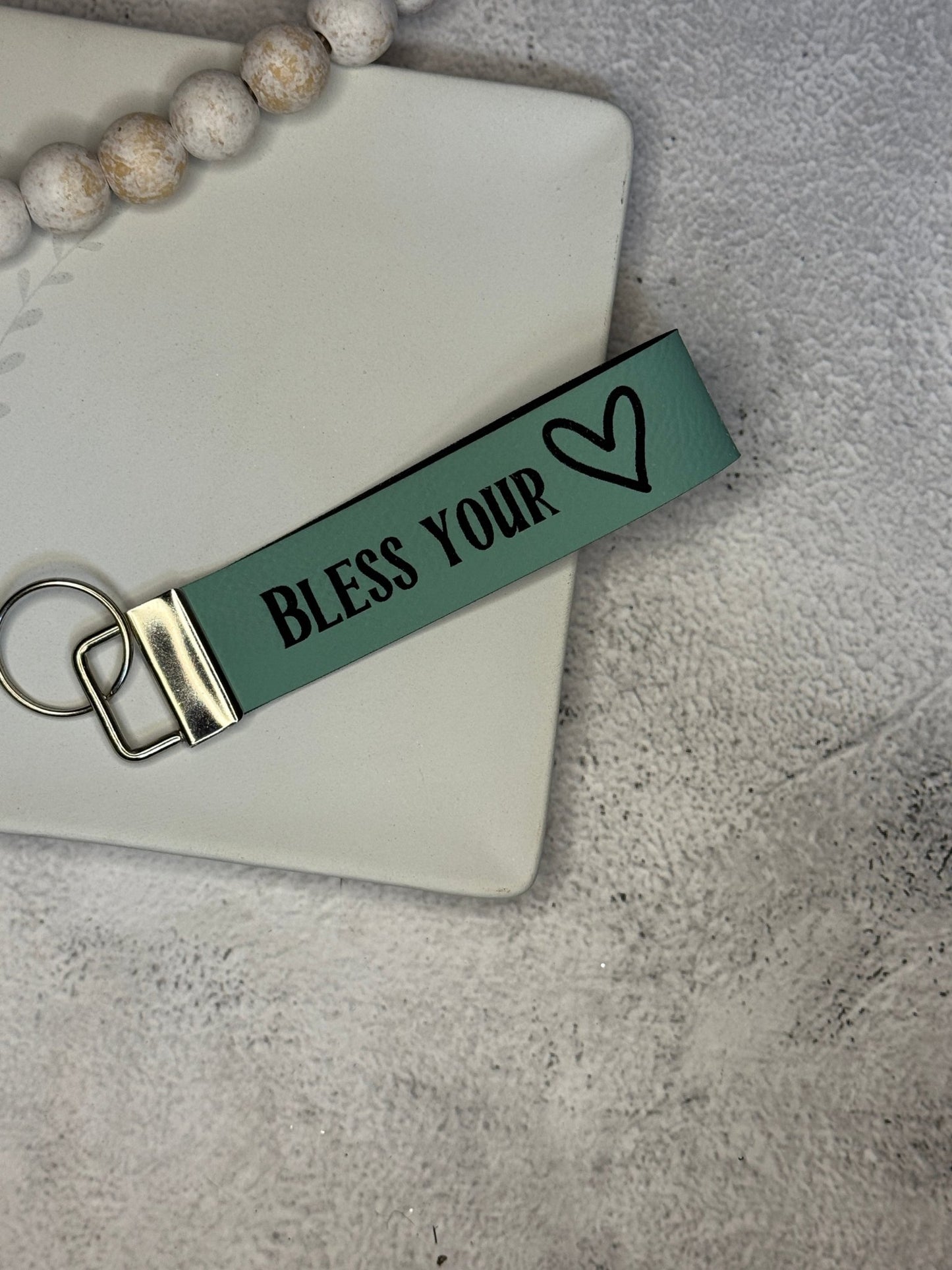Bless Your Heart Wristlet Keychain - Rustic Aura