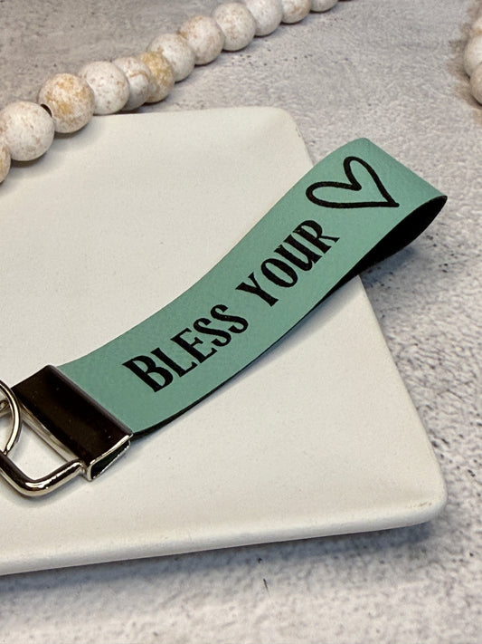 Bless Your Heart Wristlet Keychain