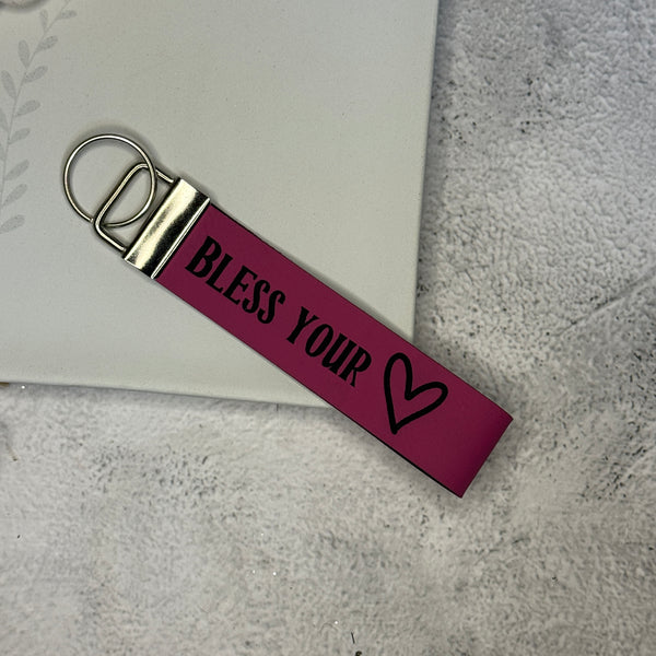Bless Your Heart Wristlet Keychain