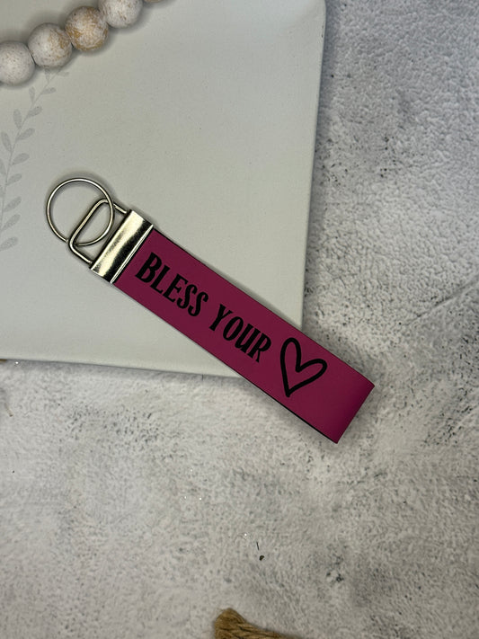 Bless Your Heart Wristlet Keychain