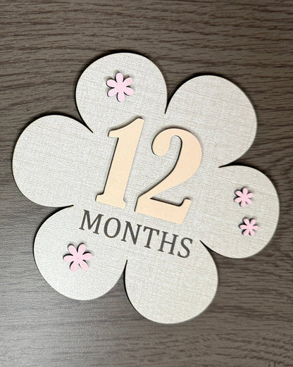 Floral Baby Milestone & Keepsake Set | 14 - Piece Engraved Wood Set - Rustic Aura