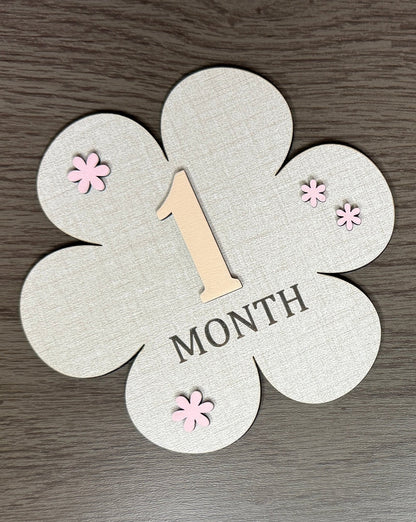 Floral Baby Milestone & Keepsake Set | 14 - Piece Engraved Wood Set - Rustic Aura