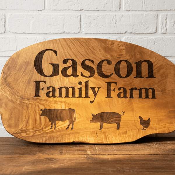 Personalized Olive Wood Charcuterie Board - Custom Engraved Cutting & Serving Board - Rustic Aura