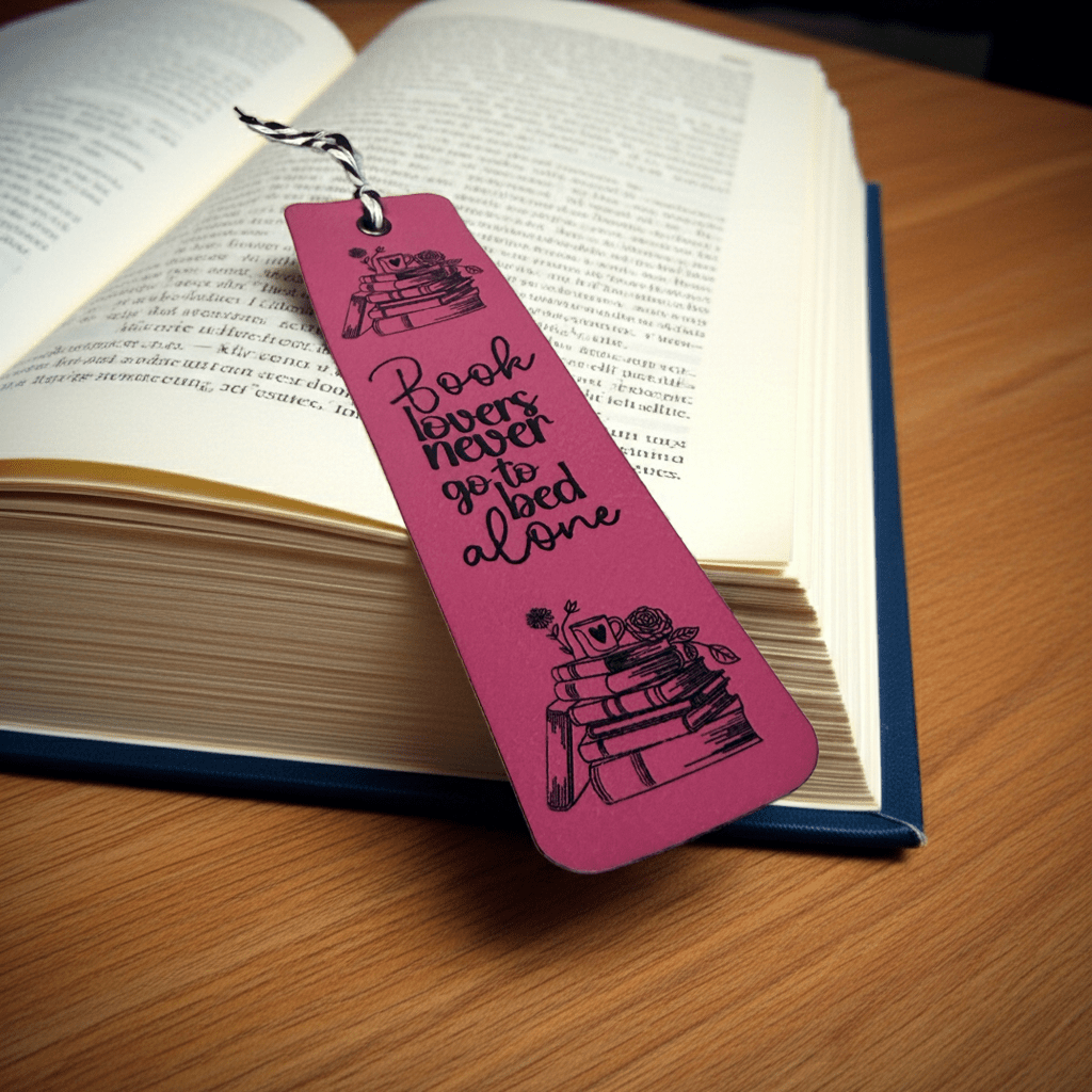 Leatherette Bookmark - Book lovers never go to bed alone - Rustic Aura