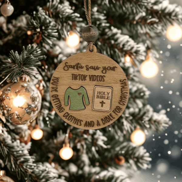 Santa Saw Your TikTok Ornament - Rustic Aura