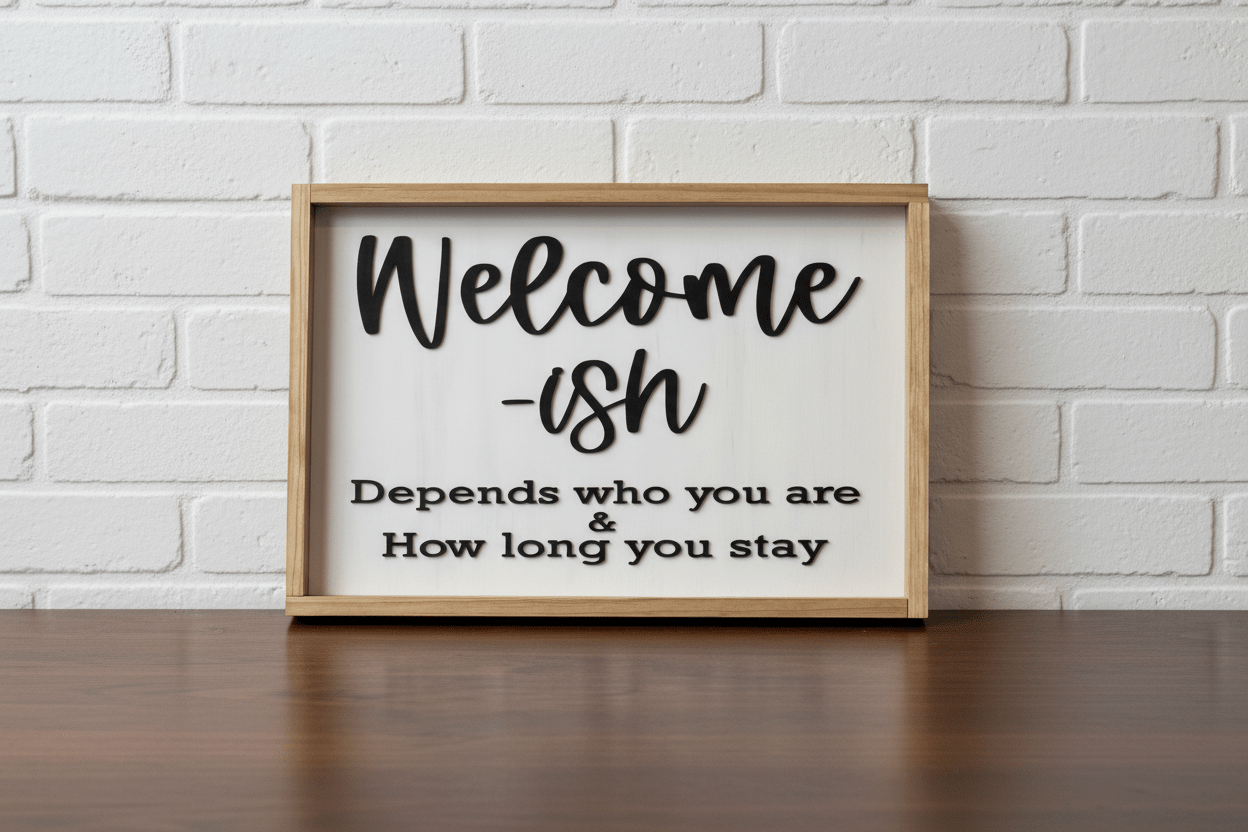 Welcome - ish Sign - Wooden Framed Wall Decor - Rustic Aura