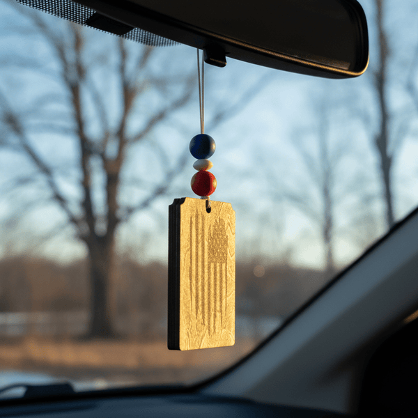 American Flag Car Freshener - Rustic Aura