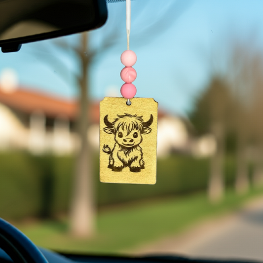 engraved wooden car freshener