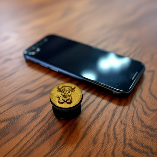 wood engraved phone grip