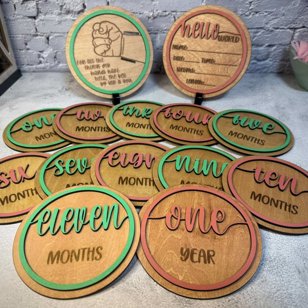 Baby Monthly Milestone Discs - Rustic Aura