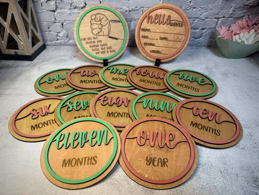 Baby Monthly Milestone Discs - Rustic Aura