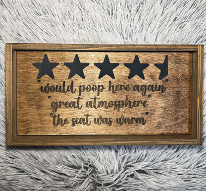 Would Poop Here Again Bathroom Sign - Rustic Aura