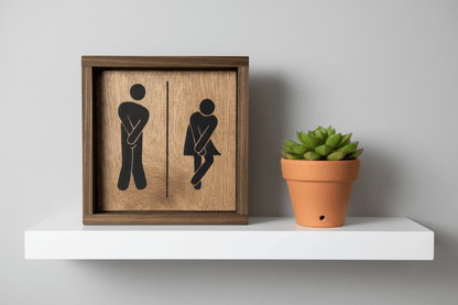 Funny "Gotta Go" Bathroom Sign | 7" x 7" Framed Wood Wall Art - Rustic Aura