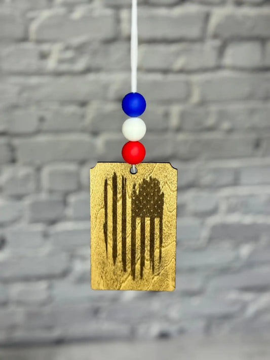 American Flag Car Freshener - Rustic Aura