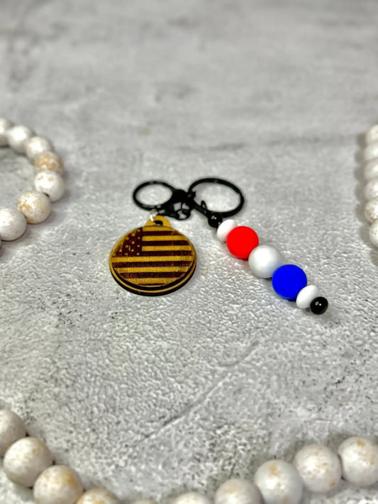 American Flag Keychain - Rustic Aura