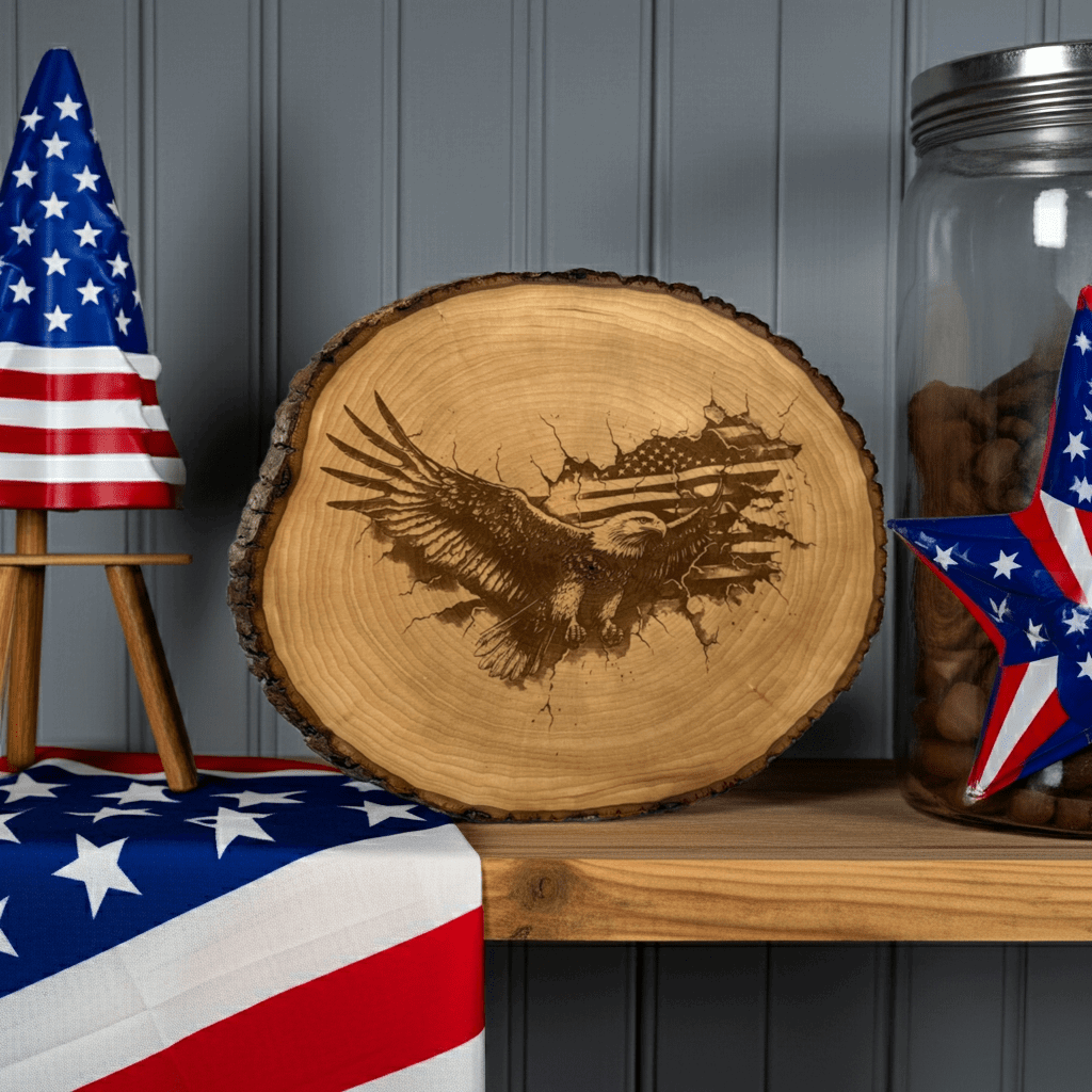Eagle with Flag Engraving - Rustic Aura
