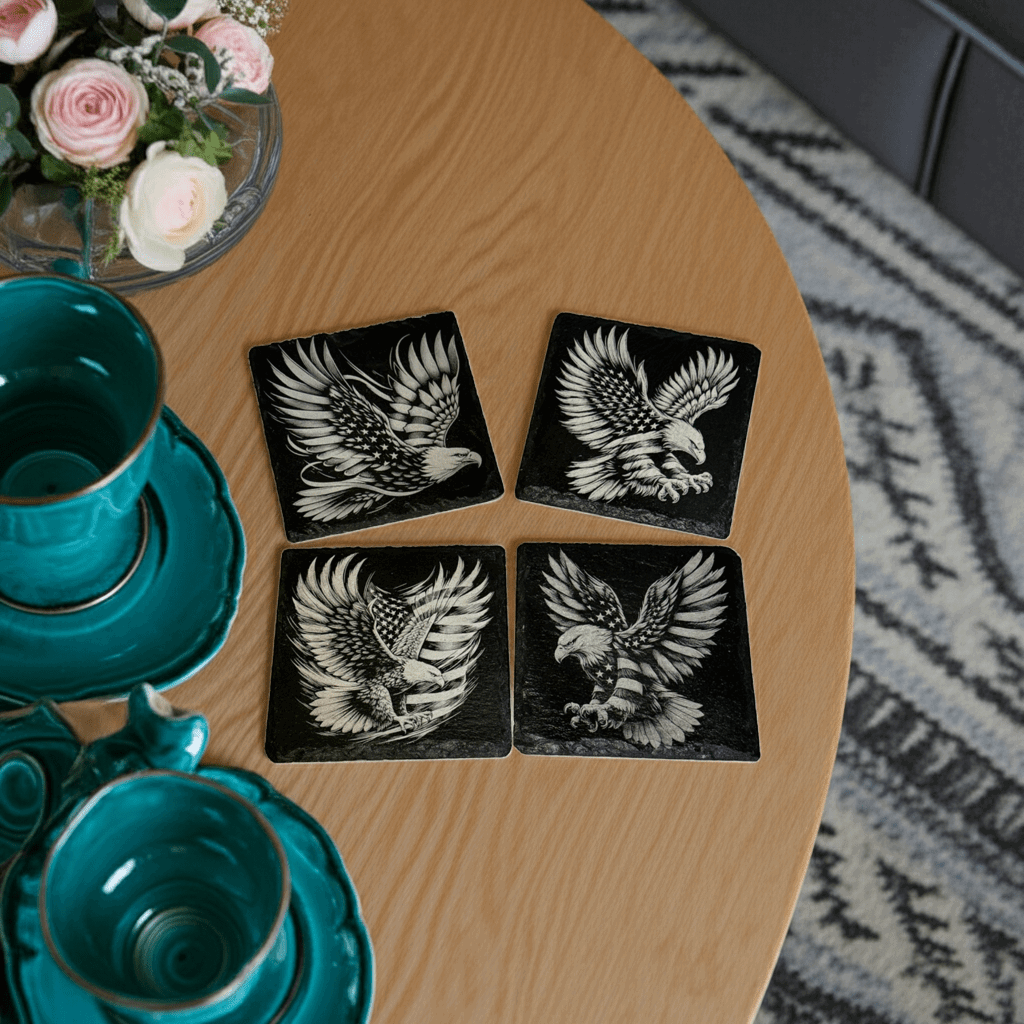 Slate Coaster with Eagle/Flag - Rustic Aura