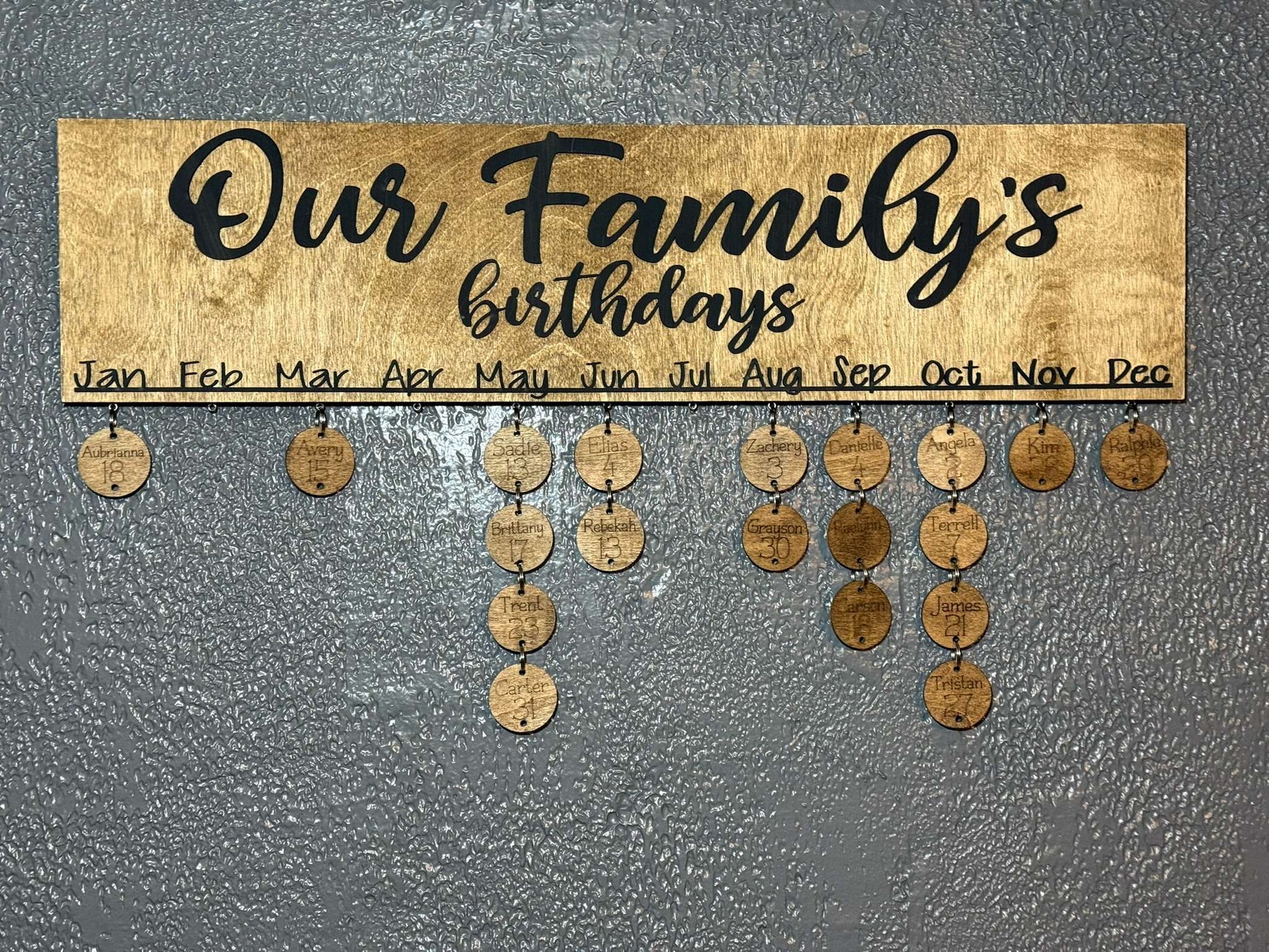Family Birthdays Sign - Rustic Aura
