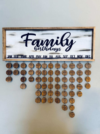 Custom Family Birthdays Sign with Tags - Rustic Aura