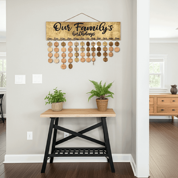 Custom Family Birthdays Sign with Tags - Rustic Aura