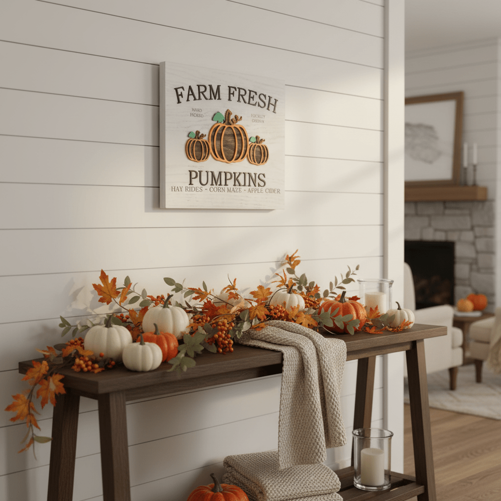 Farm Fresh Pumpkins Wooden Sign - Rustic Aura