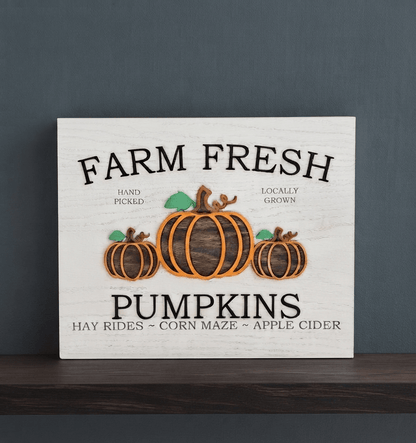 Farm Fresh Pumpkins Wooden Sign - Rustic Aura